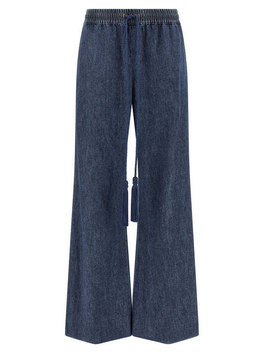 Valentino Garavani Blue Cotton Flared Jeans for Women