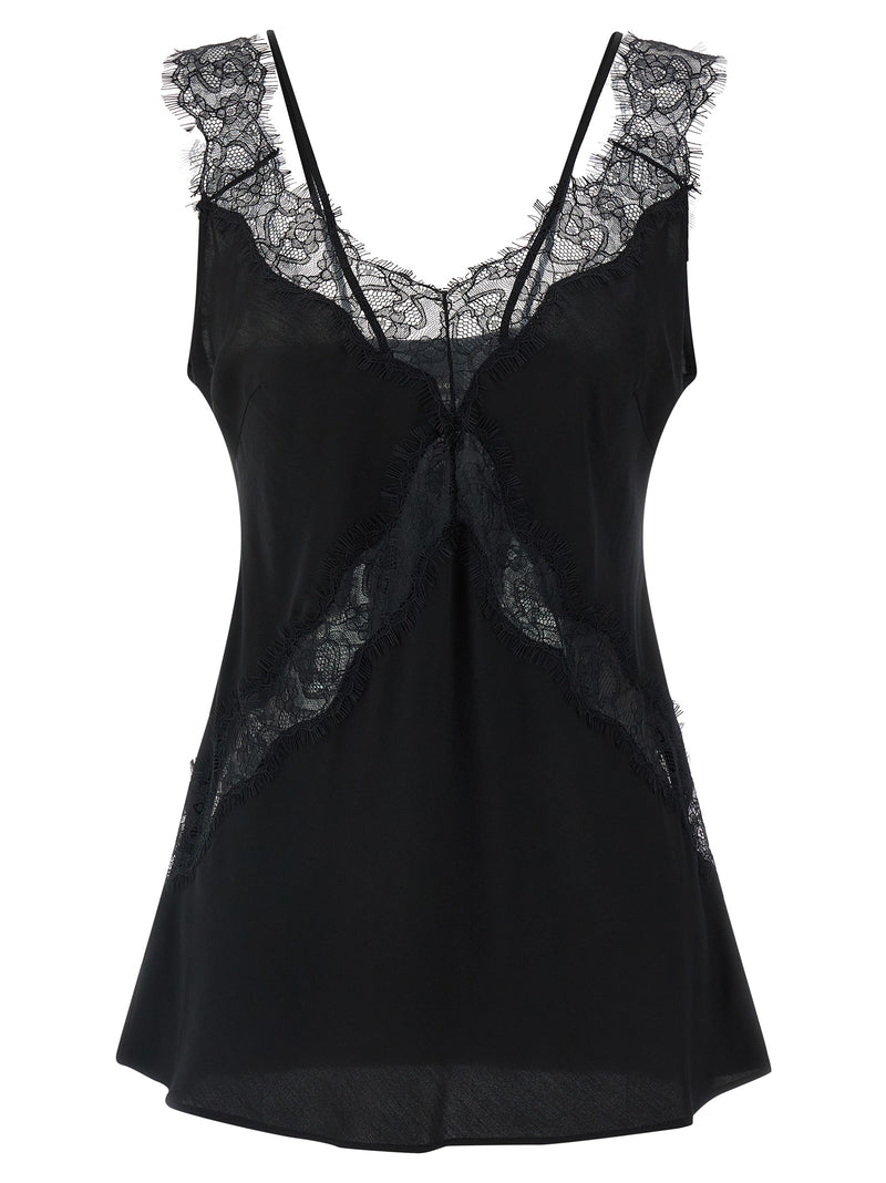 T-shirt sans manches en viscose noire PINKO