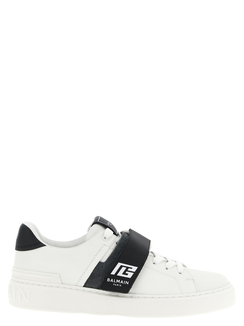 Baskets basses bicolores en cuir de veau Balmain