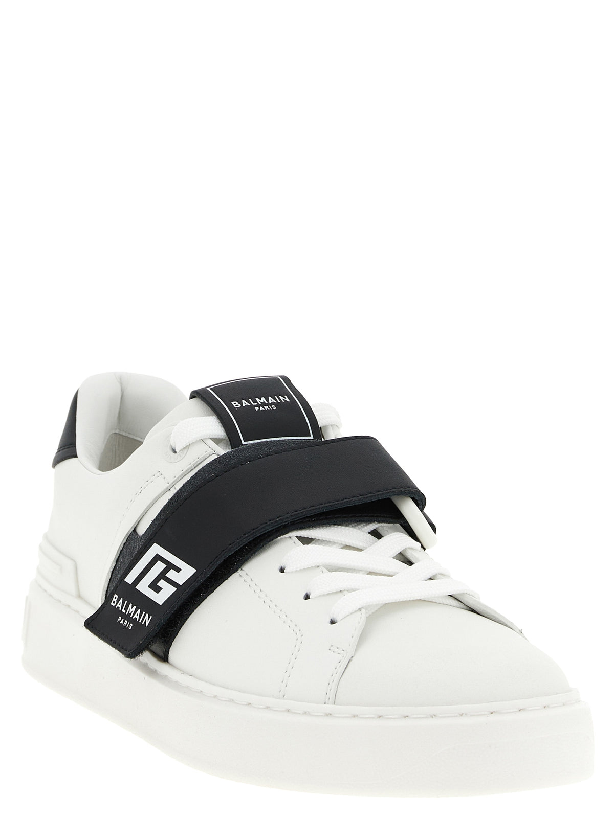 Baskets basses bicolores en cuir de veau Balmain
