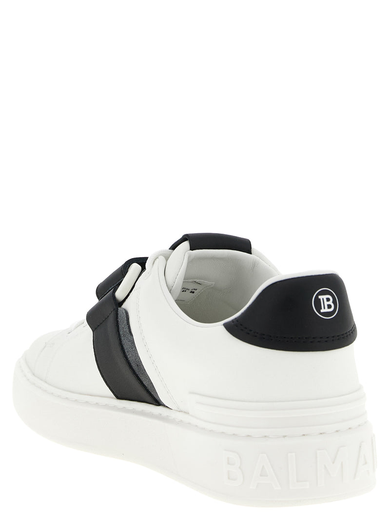 Baskets basses bicolores en cuir de veau Balmain