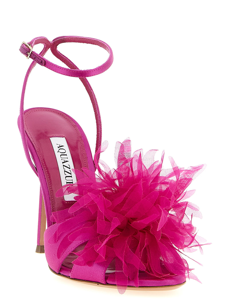 Sandales Aquazzura fuchsia en textile à talon aiguille
