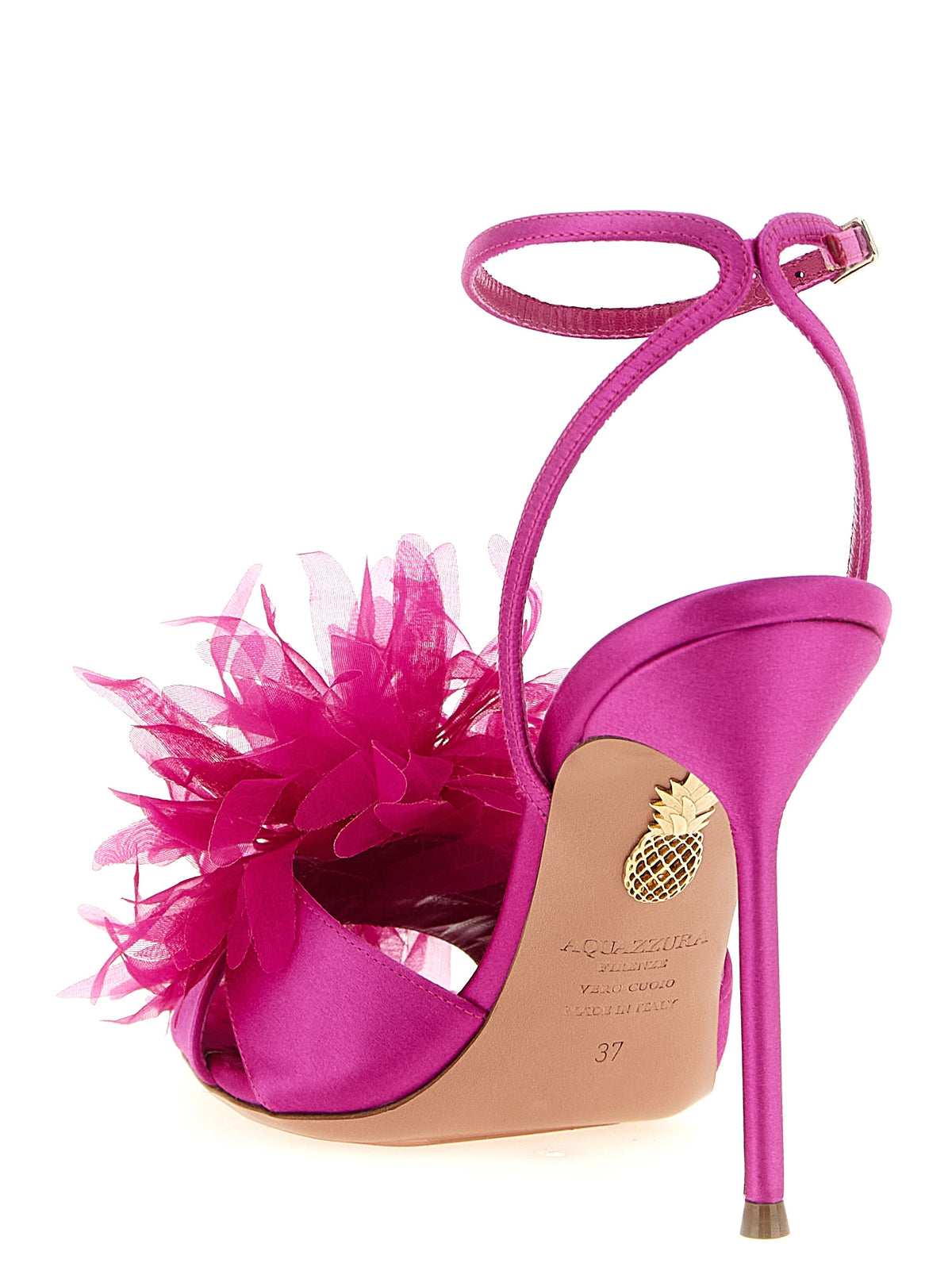 Sandales Aquazzura fuchsia en textile à talon aiguille