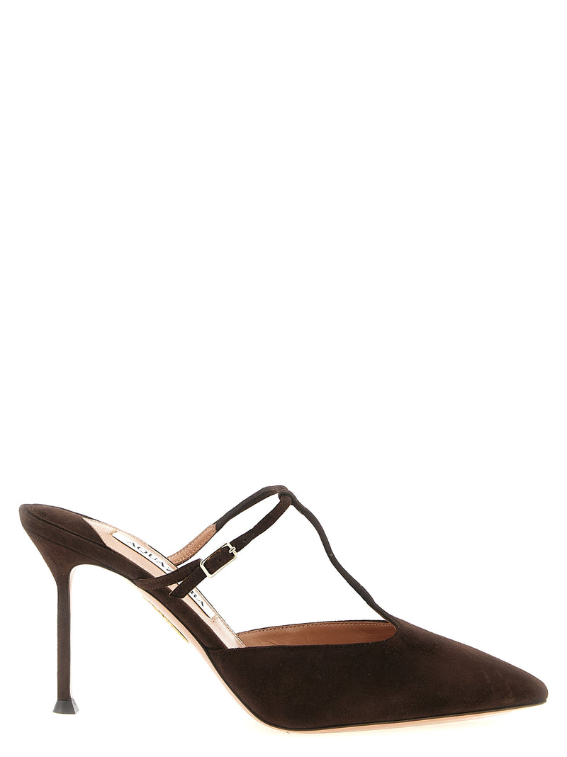 Escarpins Aquazzura en peau de chèvre marron à talons hauts