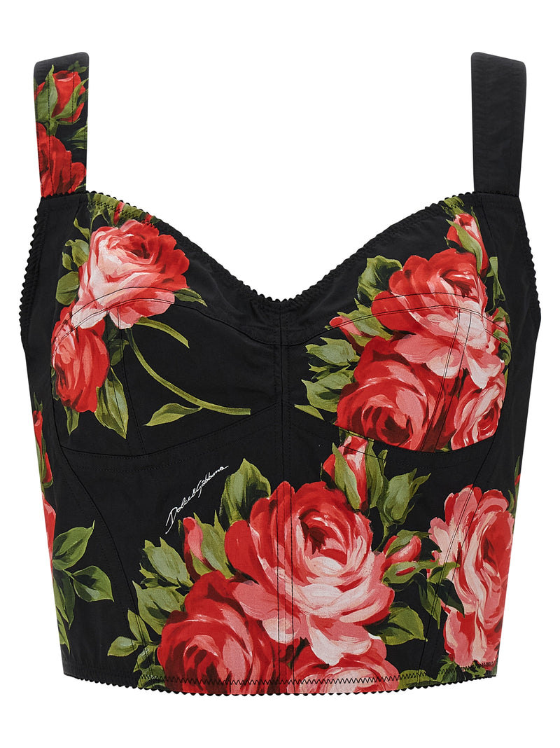 Dolce & Gabbana Black Cotton Bustier Tank Top