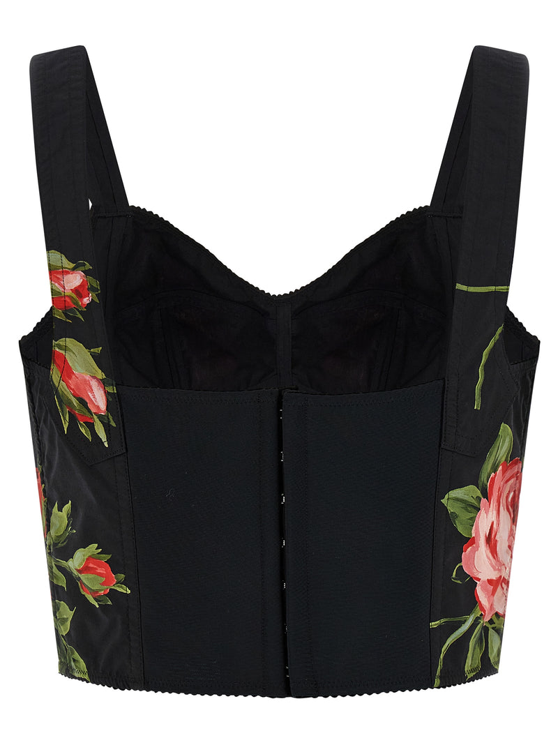 Dolce & Gabbana Black Cotton Bustier Tank Top