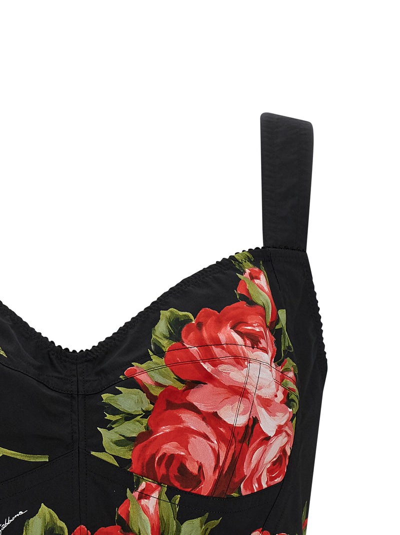 Dolce & Gabbana Black Cotton Bustier Tank Top