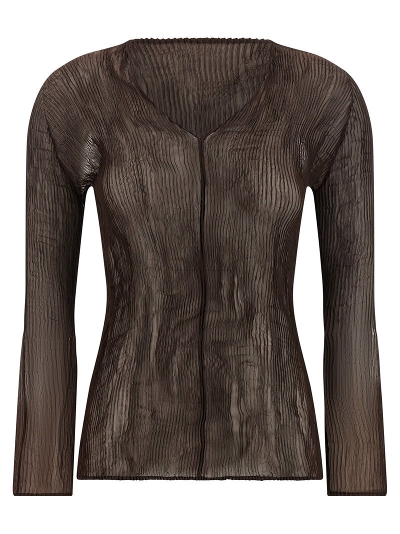 Chemisier Issey Miyake en polyester marron
