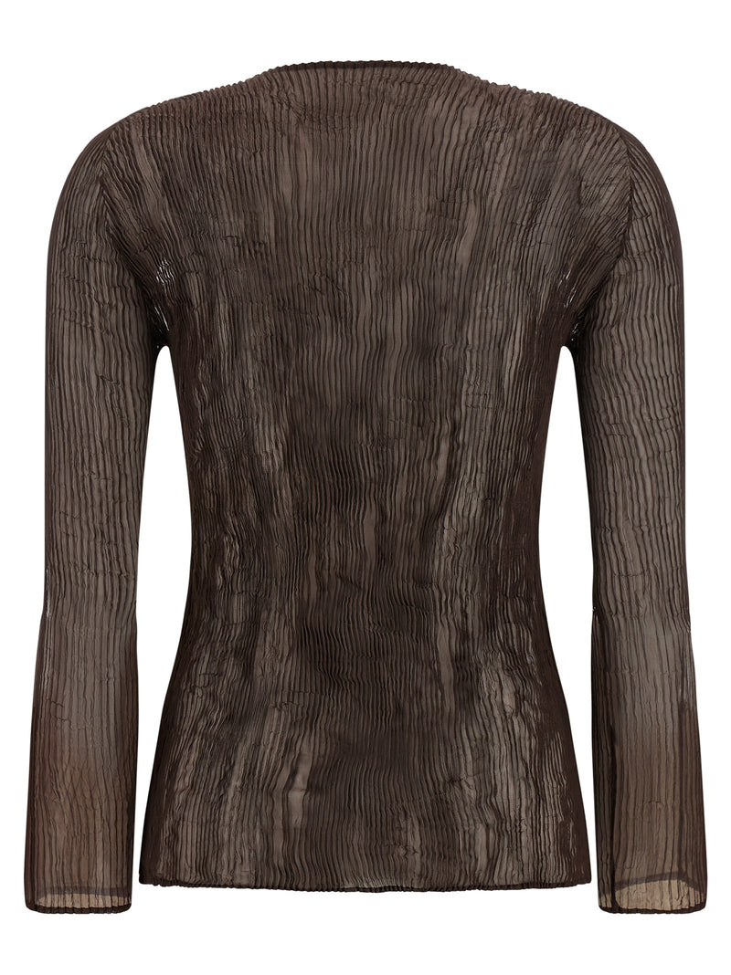Chemisier Issey Miyake en polyester marron