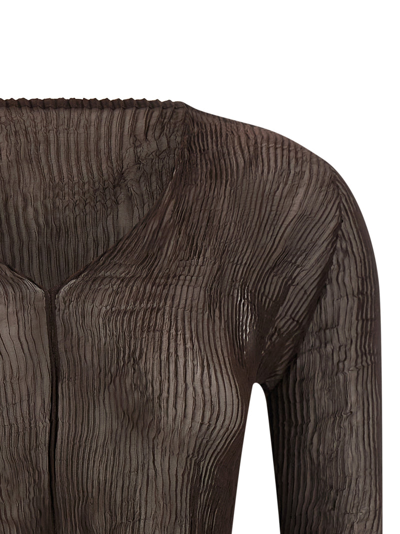 Chemisier Issey Miyake en polyester marron