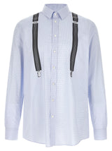 Moschino Blue Cotton Blouse with Trompe-l’œil Print