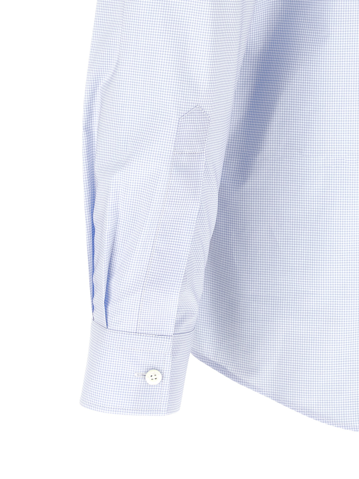 Moschino Blue Cotton Blouse with Trompe-l’œil Print