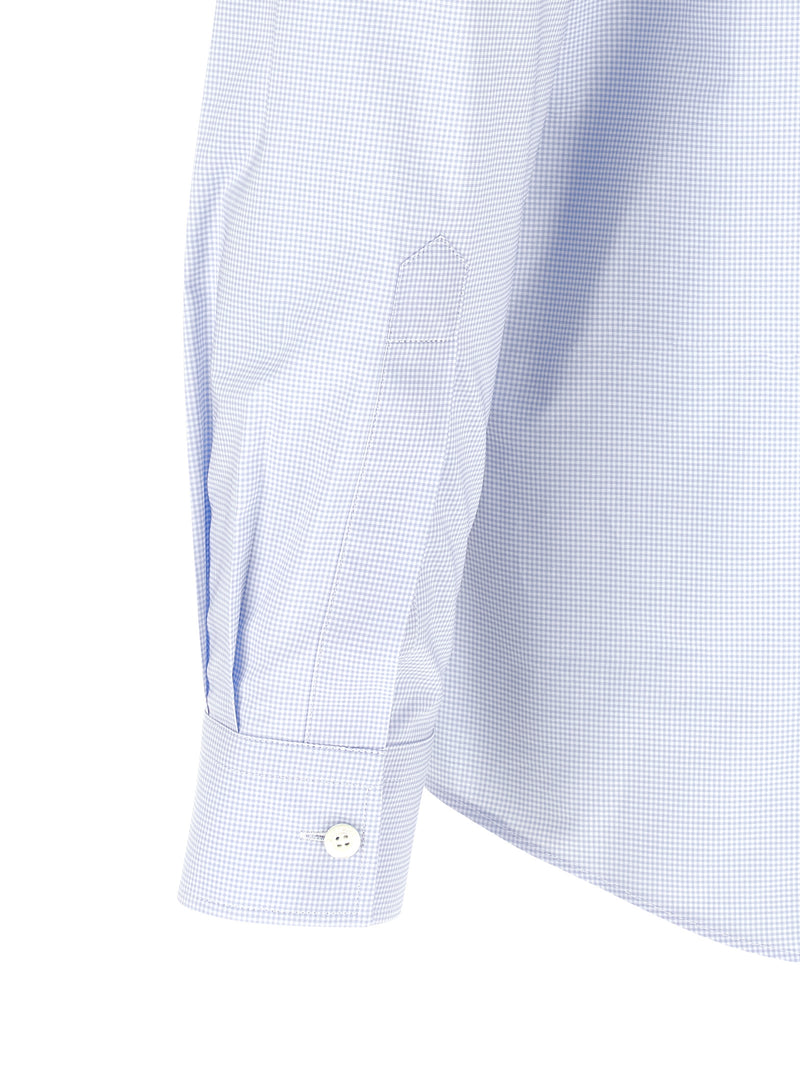 Moschino Blue Cotton Blouse with Trompe-l’œil Print