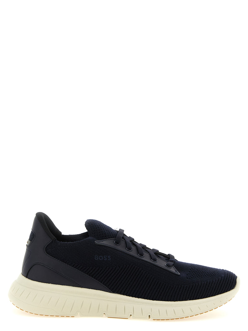 Baskets sportives Hugo Boss en cuir de vachette bleu