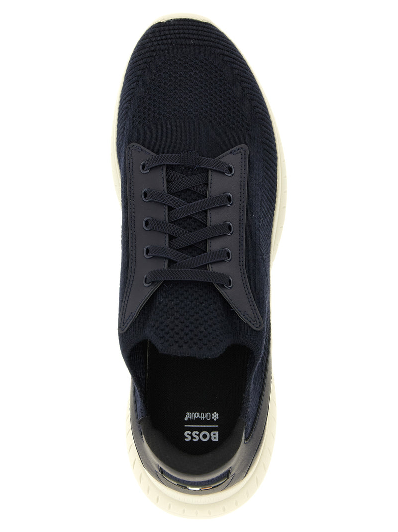 Baskets sportives Hugo Boss en cuir de vachette bleu