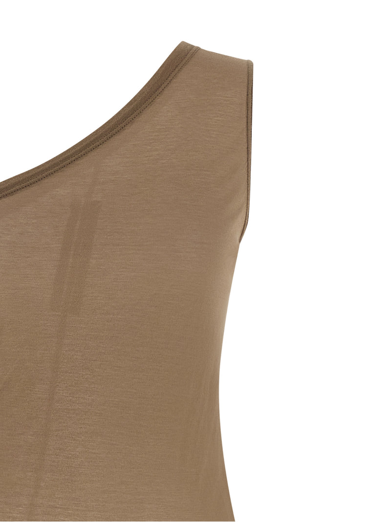 DRKSHDW Ziggy Beige Cotton Sleeveless T-Shirt for Women