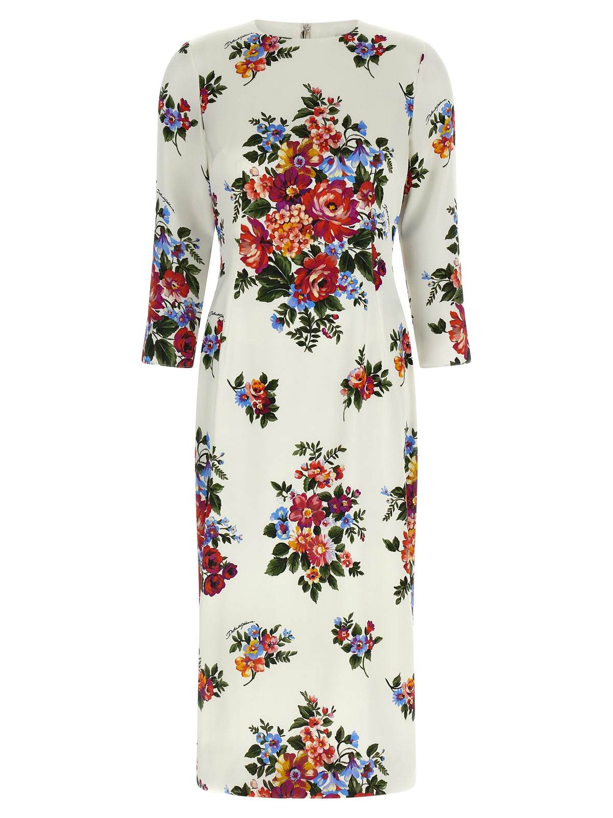 Dolce & Gabbana White Viscose Midi Dress - Mazzo di Fiori