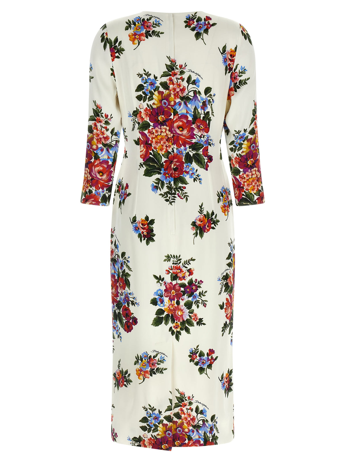 Dolce & Gabbana White Viscose Midi Dress - Mazzo di Fiori