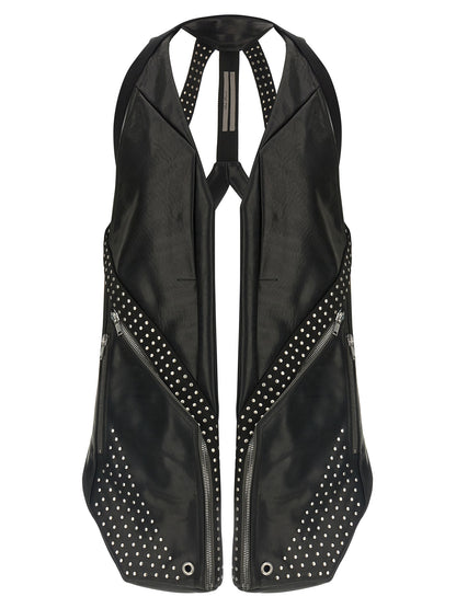 Rick Owens Black Bull Skin Sleeveless Jacket