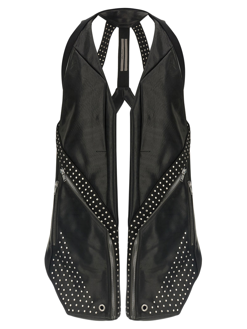Veste sans manches Rick Owens en cuir de taureau noir