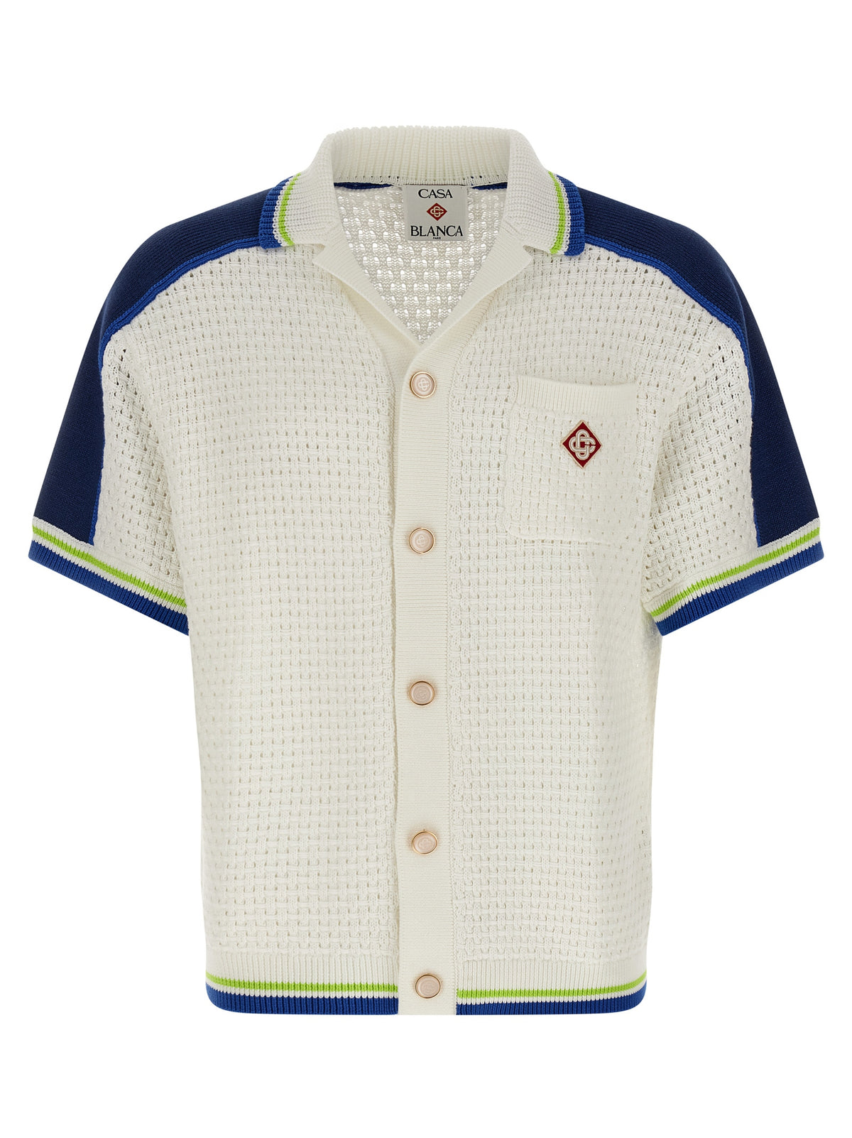 Casablanca White Cotton Blouse - Tennis Cotton Crochet Shirt