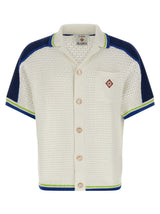 Casablanca White Cotton Blouse - Tennis Cotton Crochet Shirt