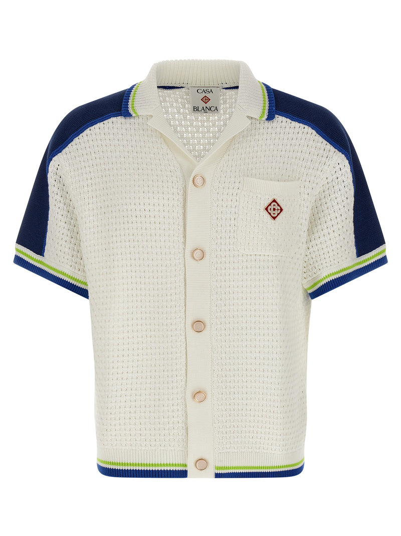 Casablanca White Cotton Blouse - Tennis Cotton Crochet