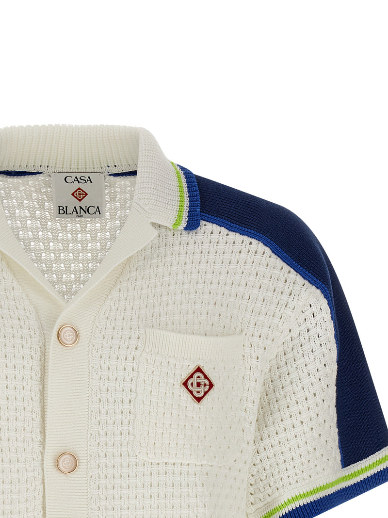 Casablanca White Cotton Blouse - Tennis Cotton Crochet