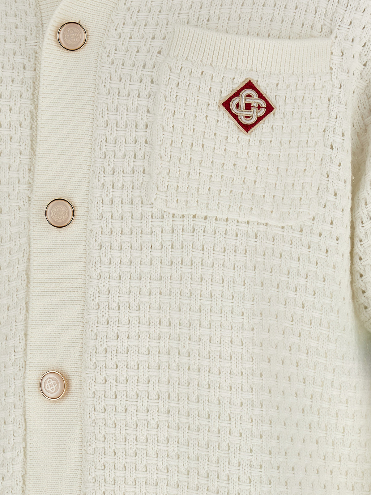 Casablanca White Cotton Blouse - Tennis Cotton Crochet Shirt