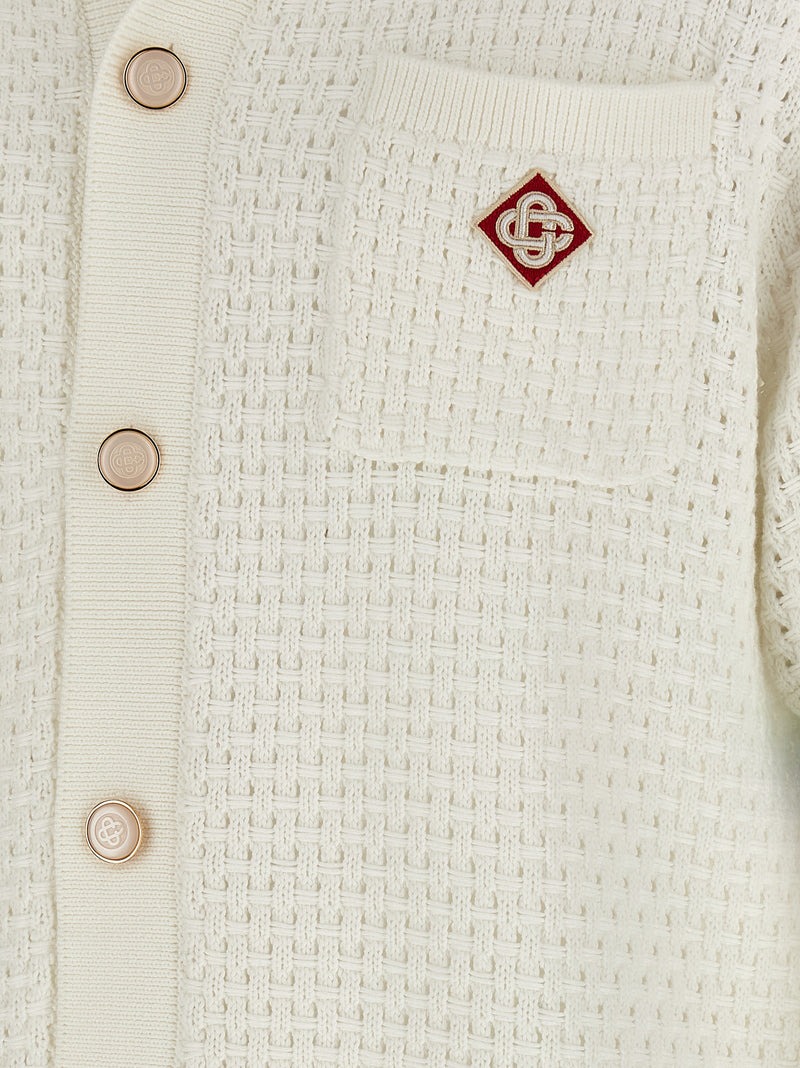 Casablanca White Cotton Blouse - Tennis Cotton Crochet