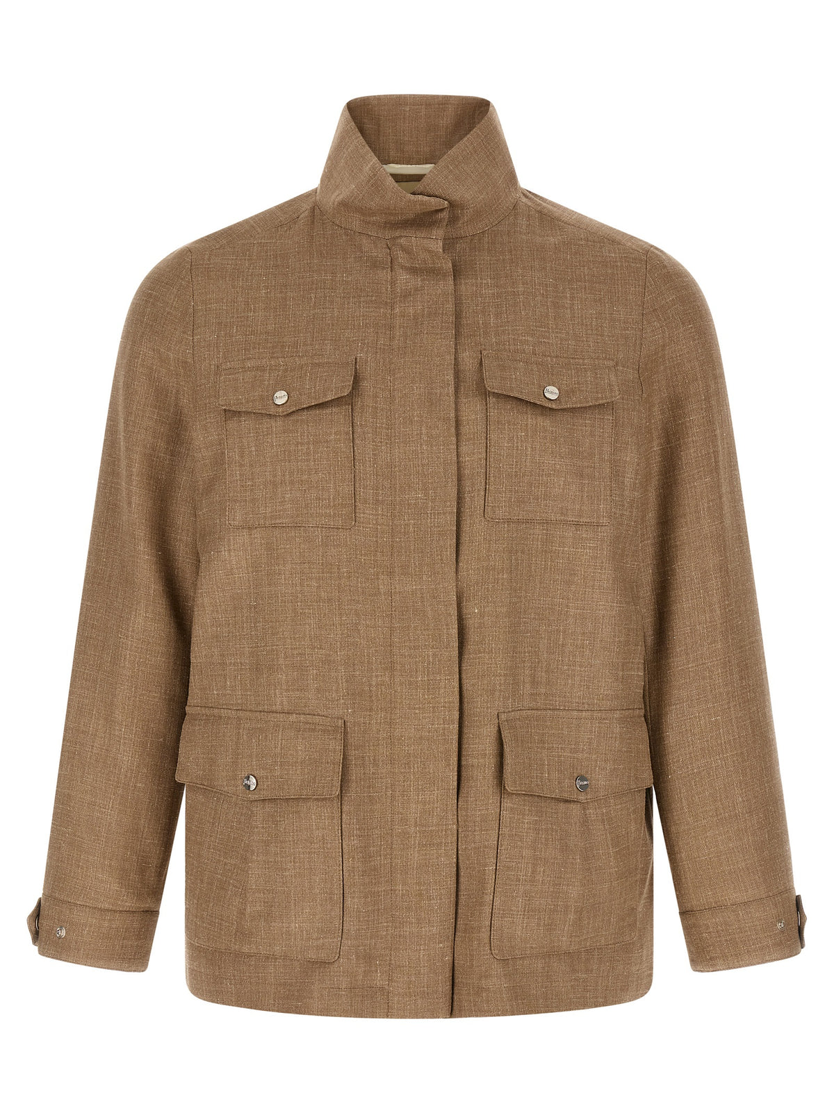 Veste longue en laine beige Herno