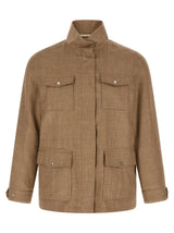 Veste longue en laine beige Herno