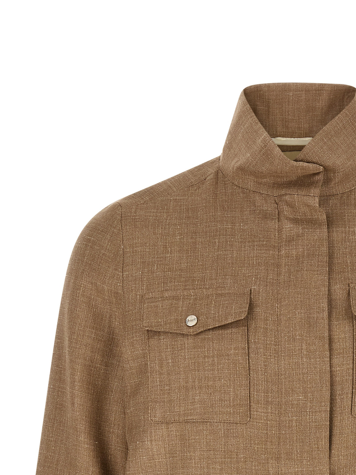 Veste longue en laine beige Herno