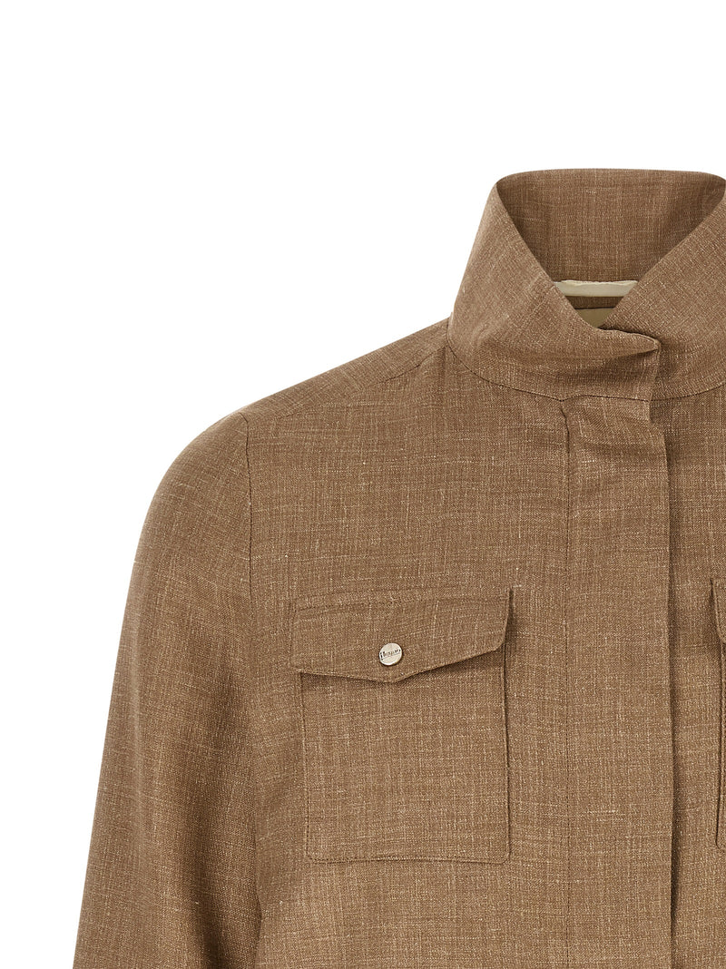 Veste longue en laine beige Herno