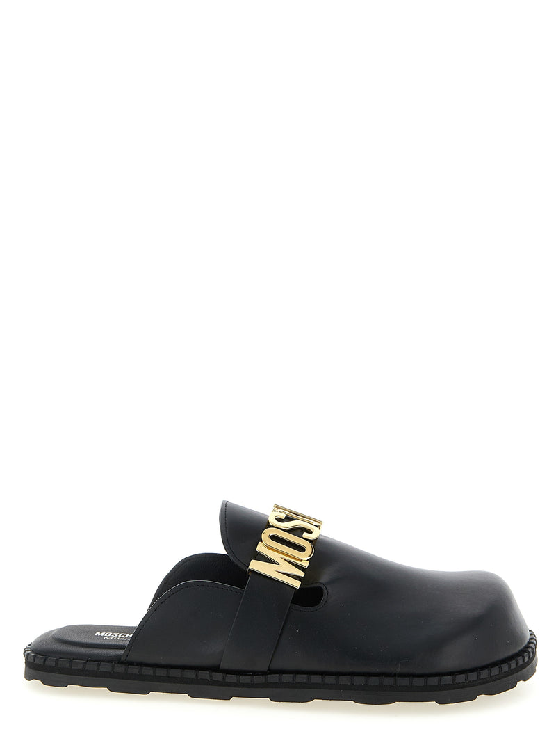 Moschino Black Calfskin Clogs - Stylish Leather Sabots