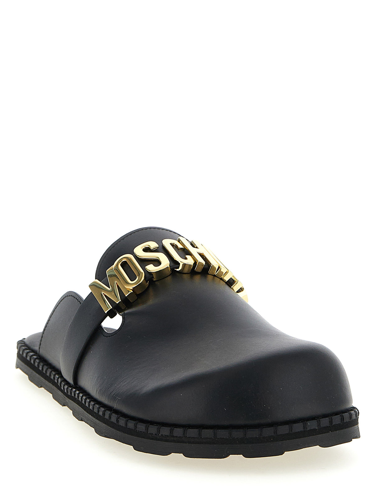 Moschino Black Calfskin Clogs - Stylish Leather Sabots