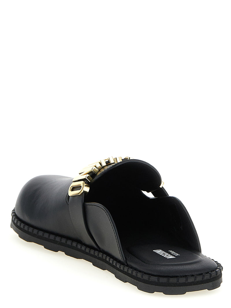 Moschino Black Calfskin Clogs - Stylish Leather Sabots