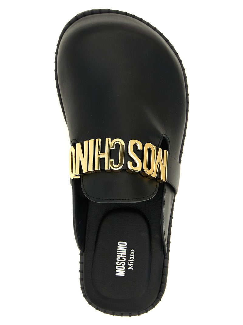 Moschino Black Calfskin Clogs - Stylish Leather Sabots