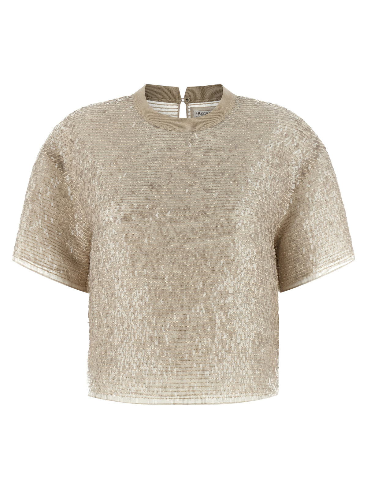 T-shirt en soie beige Brunello Cucinelli