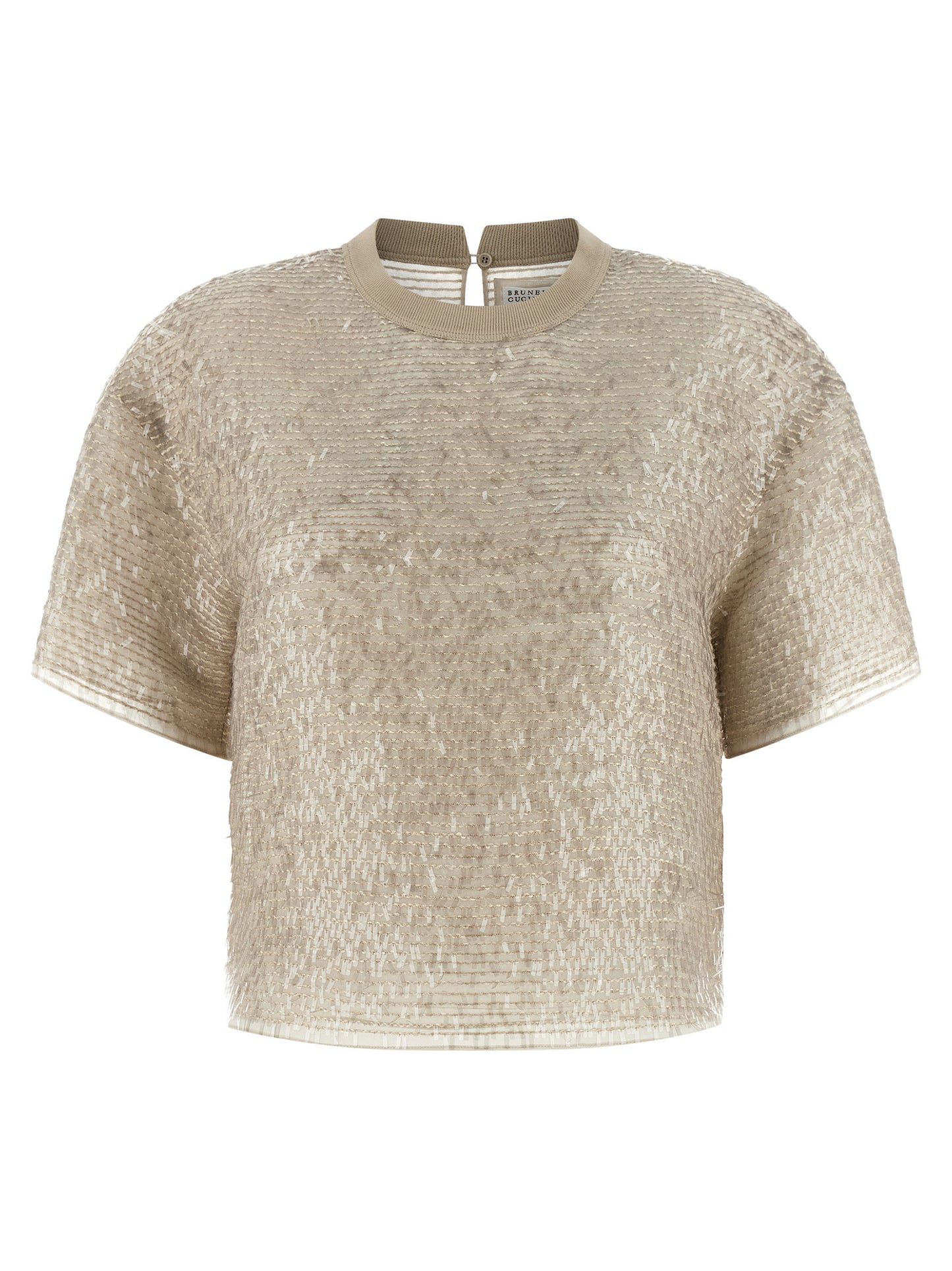 T-shirt en soie beige Brunello Cucinelli