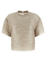 T-shirt en soie beige Brunello Cucinelli