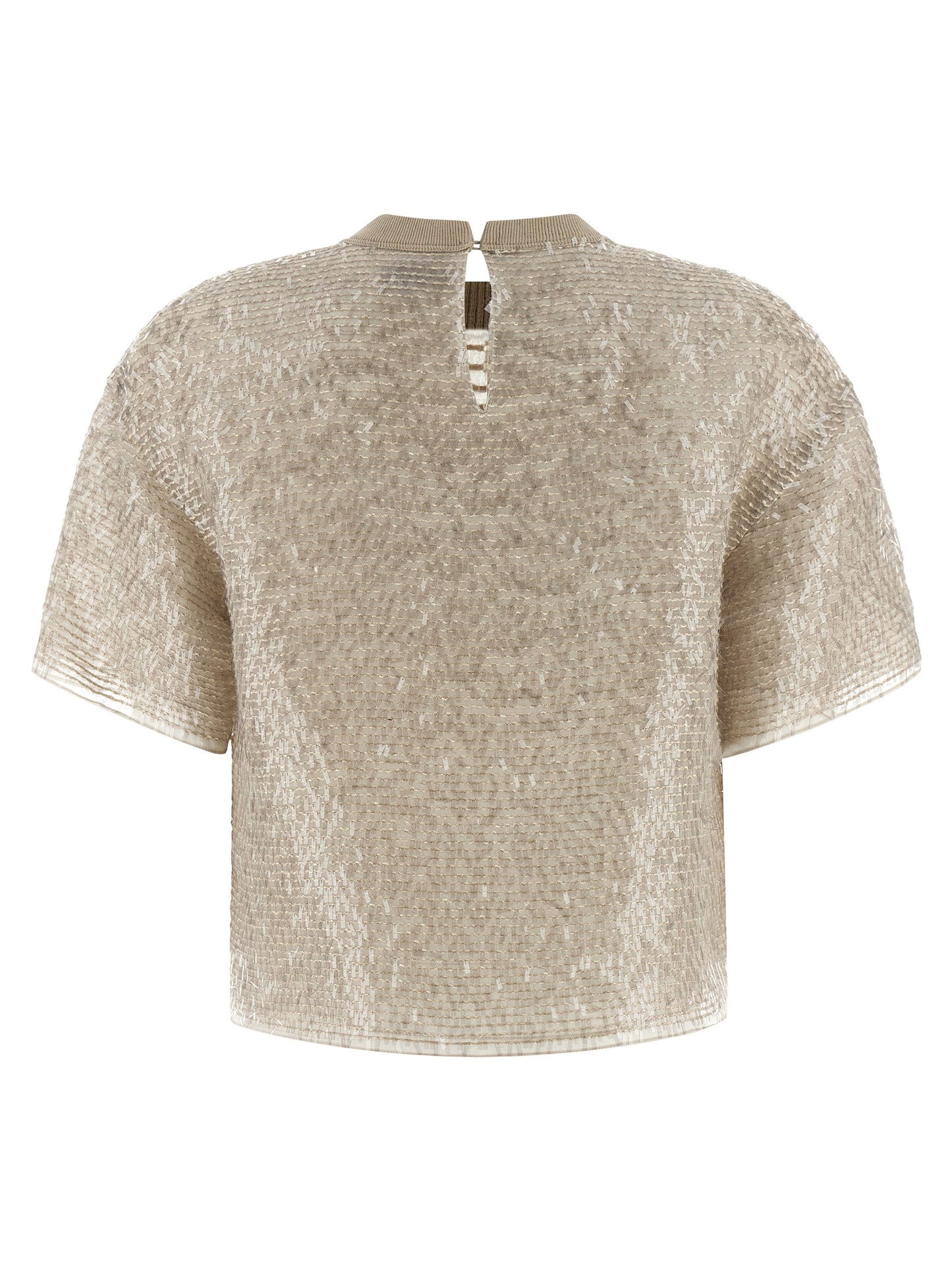 T-shirt en soie beige Brunello Cucinelli