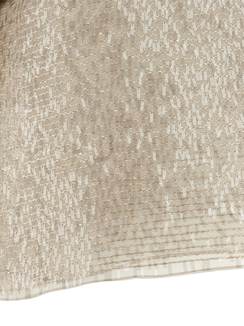 T-shirt en soie beige Brunello Cucinelli