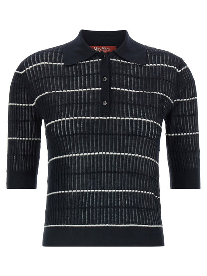 Max Mara Blue Silk Polo Shirt