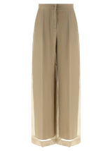 Pantalon décontracté en soie beige Max Mara