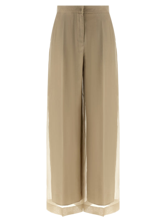 Pantalon décontracté en soie beige Max Mara