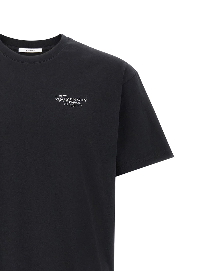 Givenchy Black Cotton T-Shirt with Iconic Stamp Print