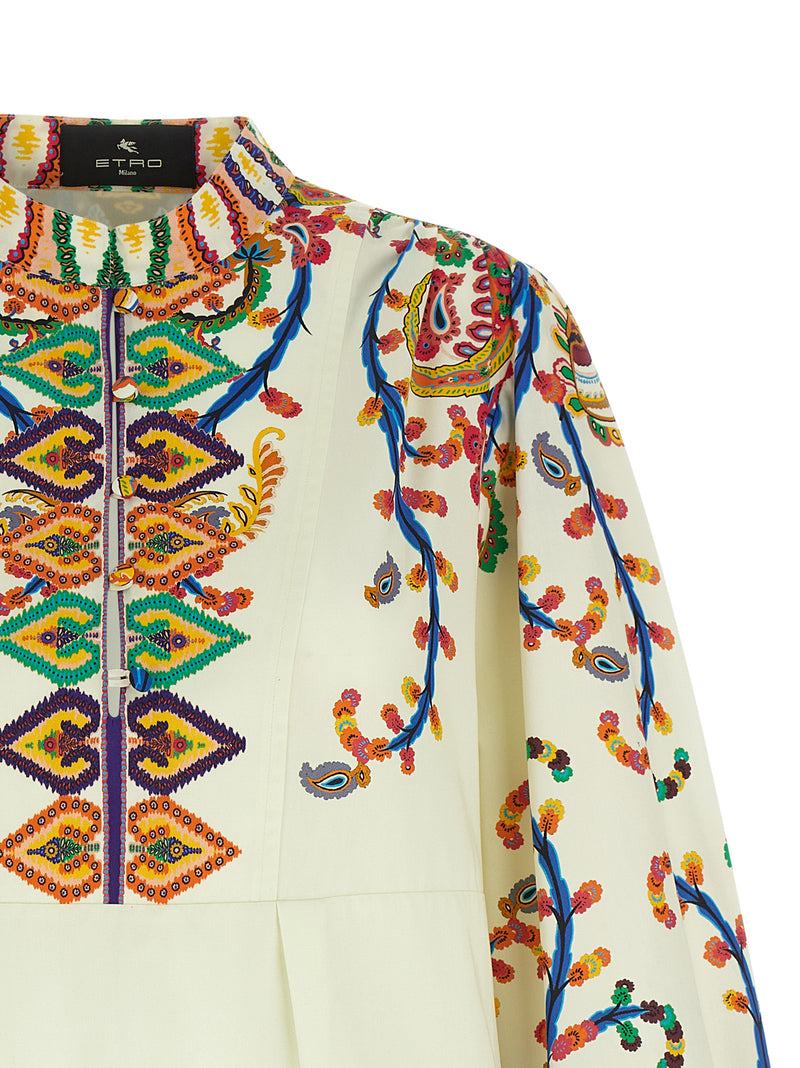 Robe courte en coton multicolore Etro