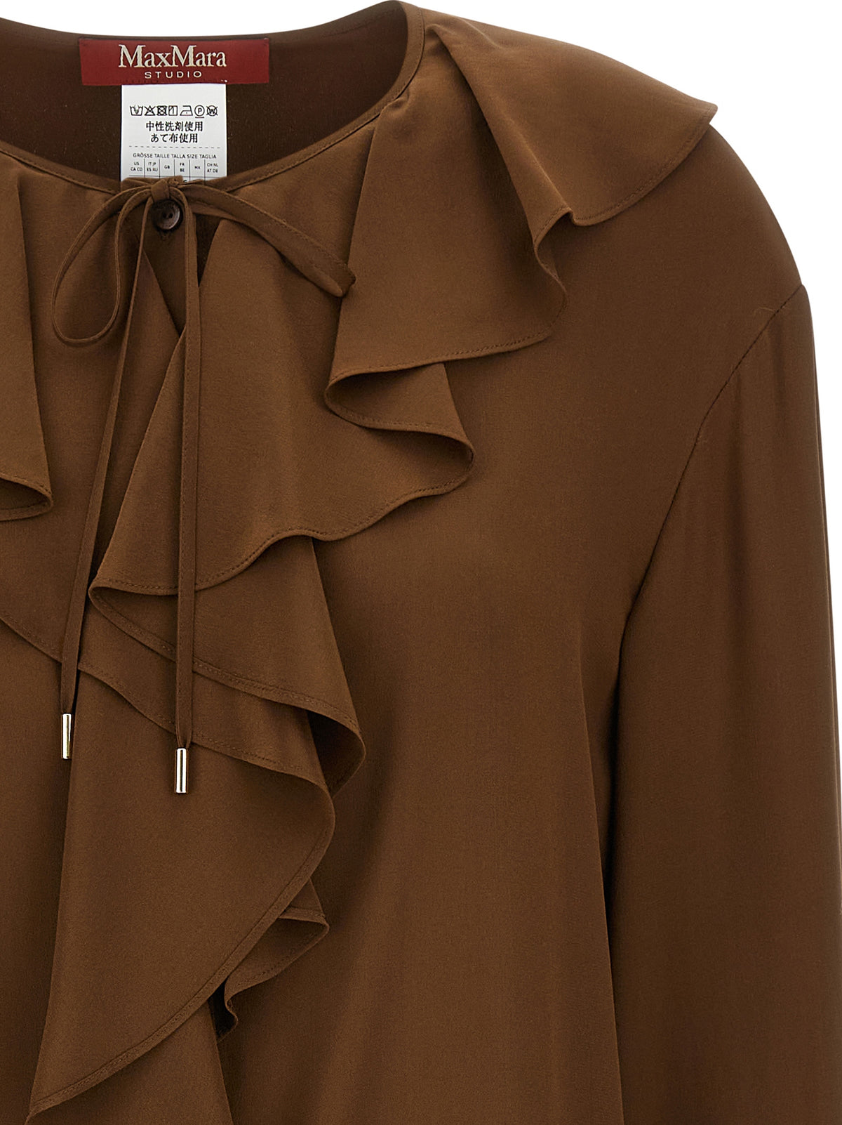 Max Mara MstEpica Brown Silk Blouse