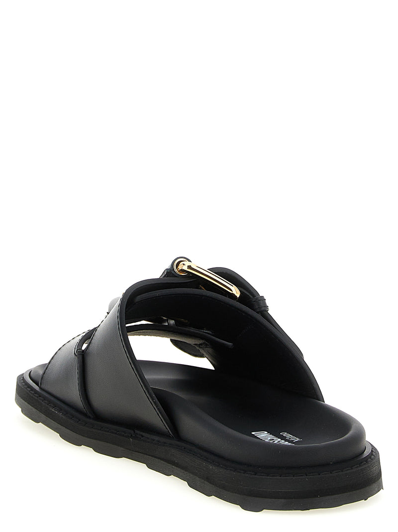 Moschino Black Calfskin Slides - Stylish and Comfortable Footwear